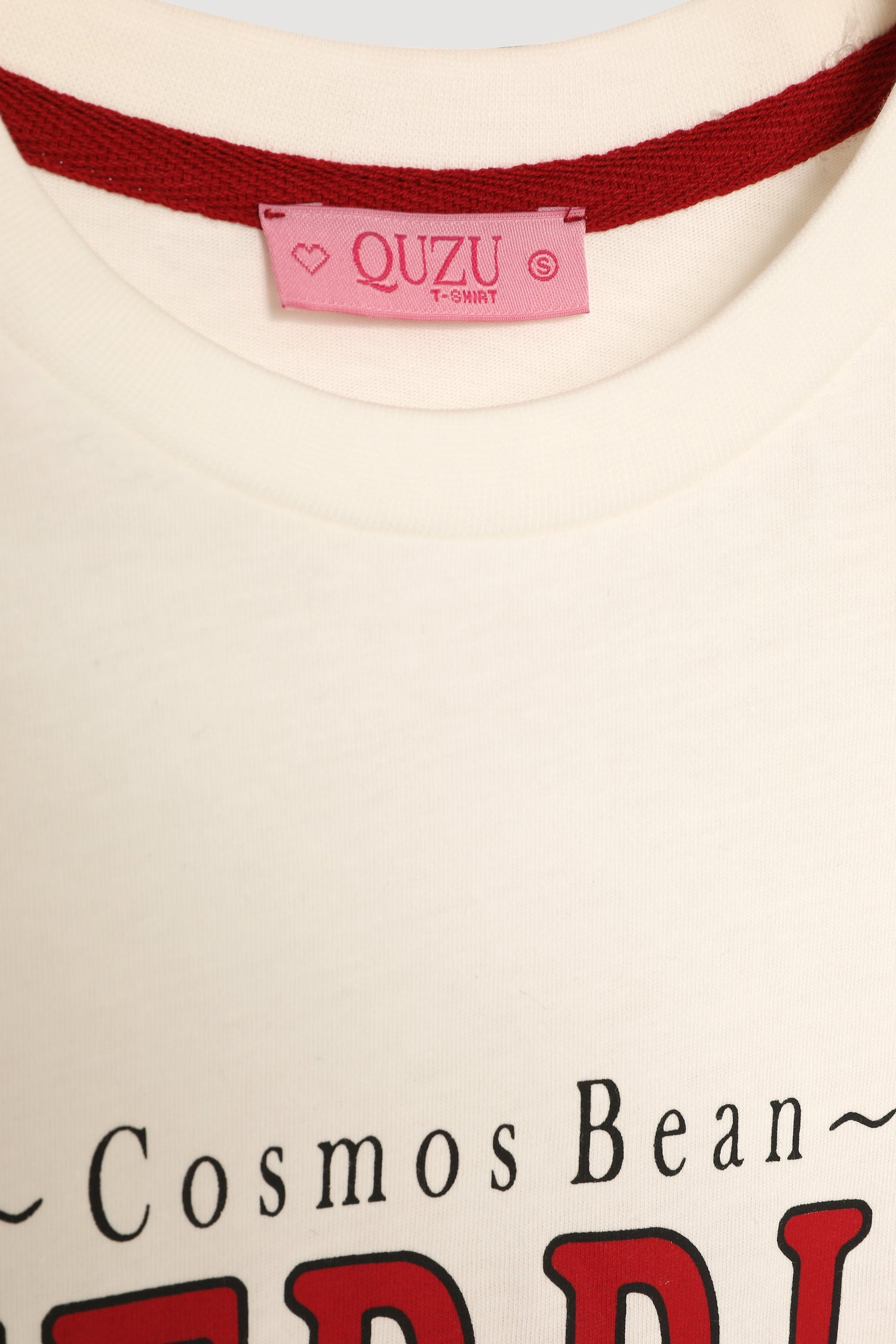 Kiraz Baskılı Oversize Tişört Ekru – QUZU