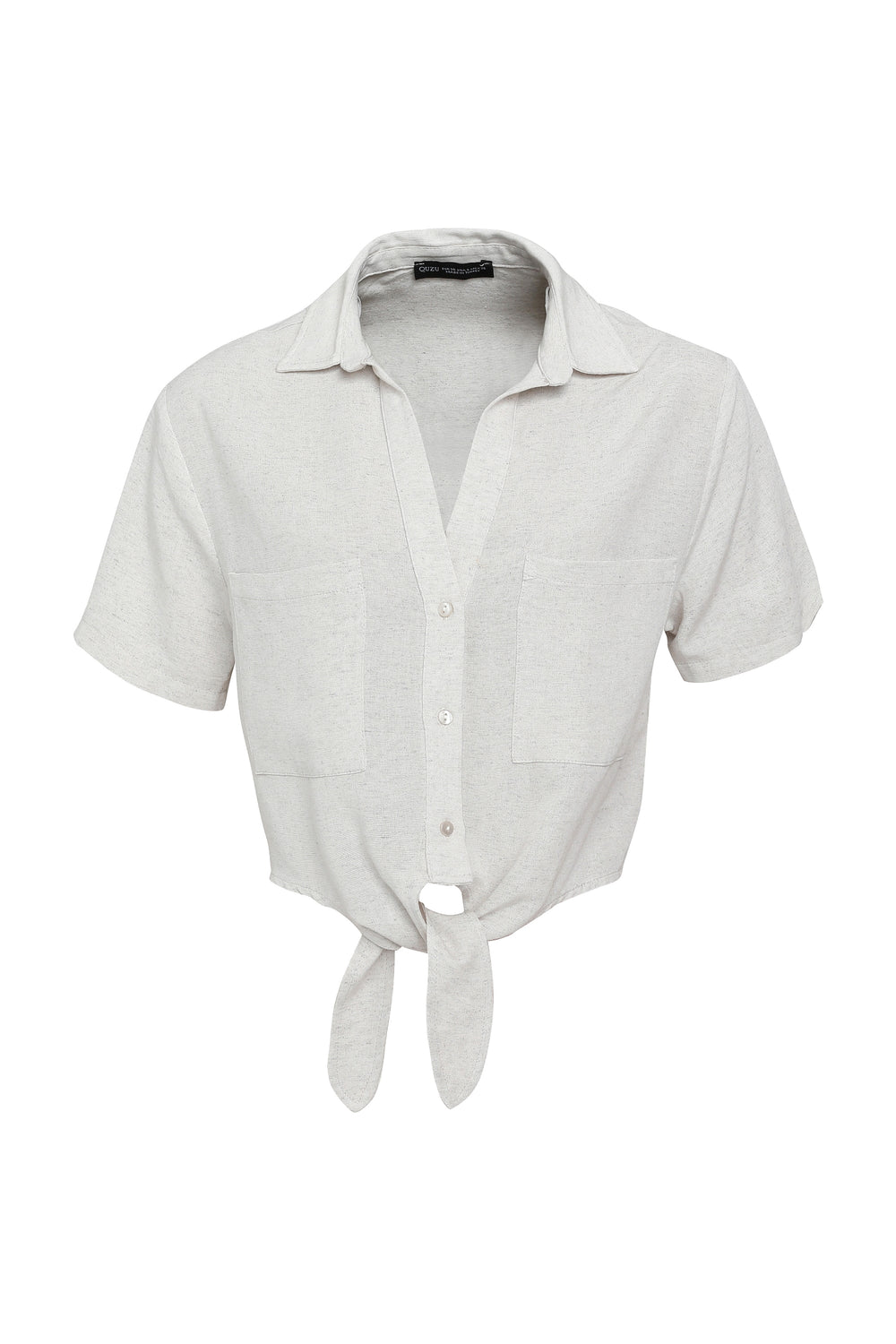 Linen Tie Detailed Shirt Natural