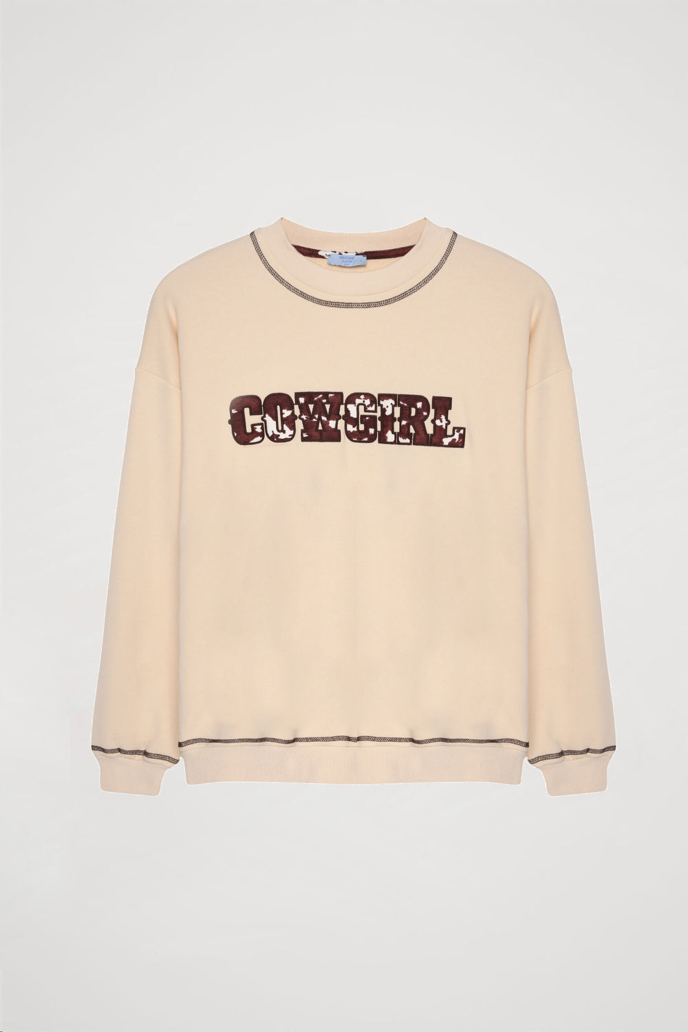 Kovboy Desenli Sweatshirt Bej