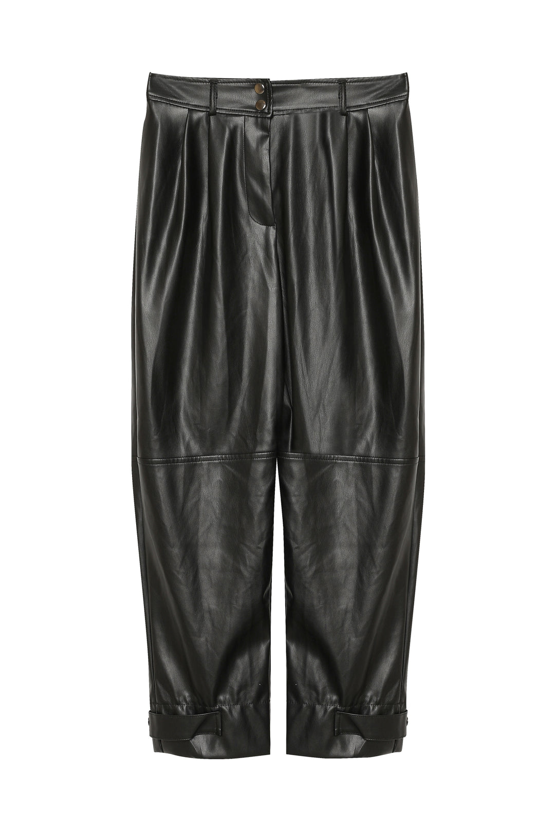 Leather Jogger Black With Snap Legs