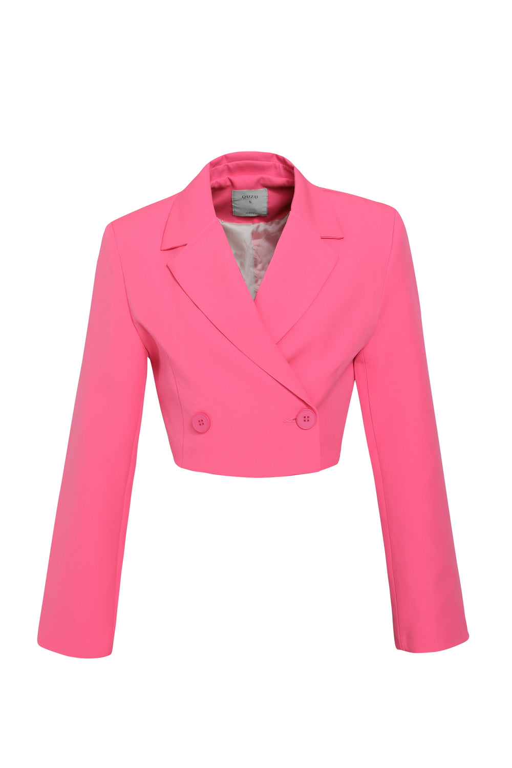 Double Breasted Crop Blazer Jacket Candy Pink