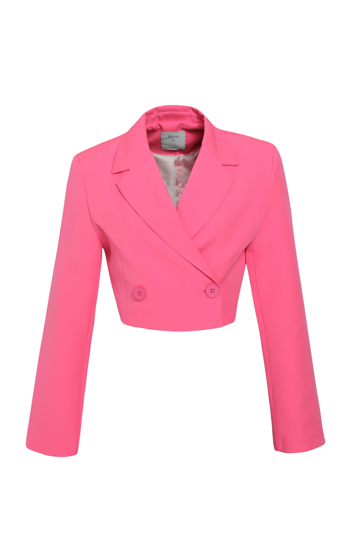 Kruvaze Crop Blazer Ceket Şeker Pembe