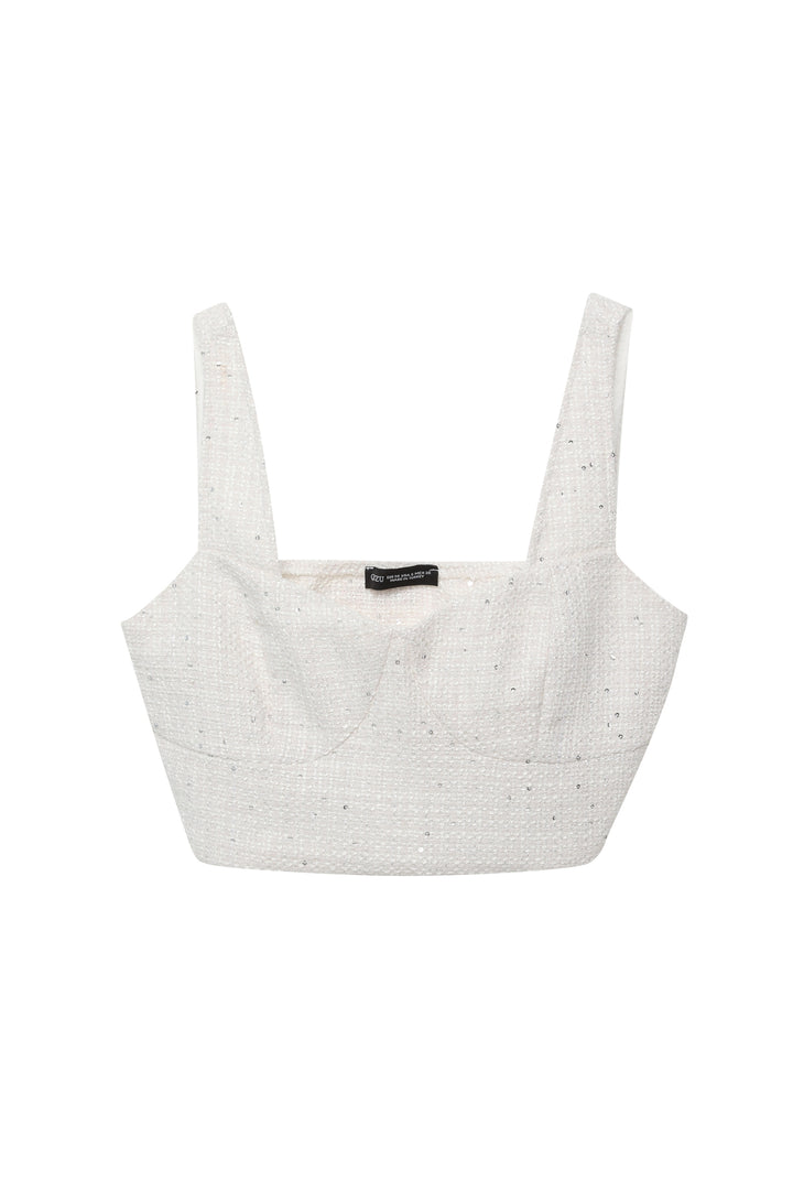 Pul Detaylı Bluz Ekru