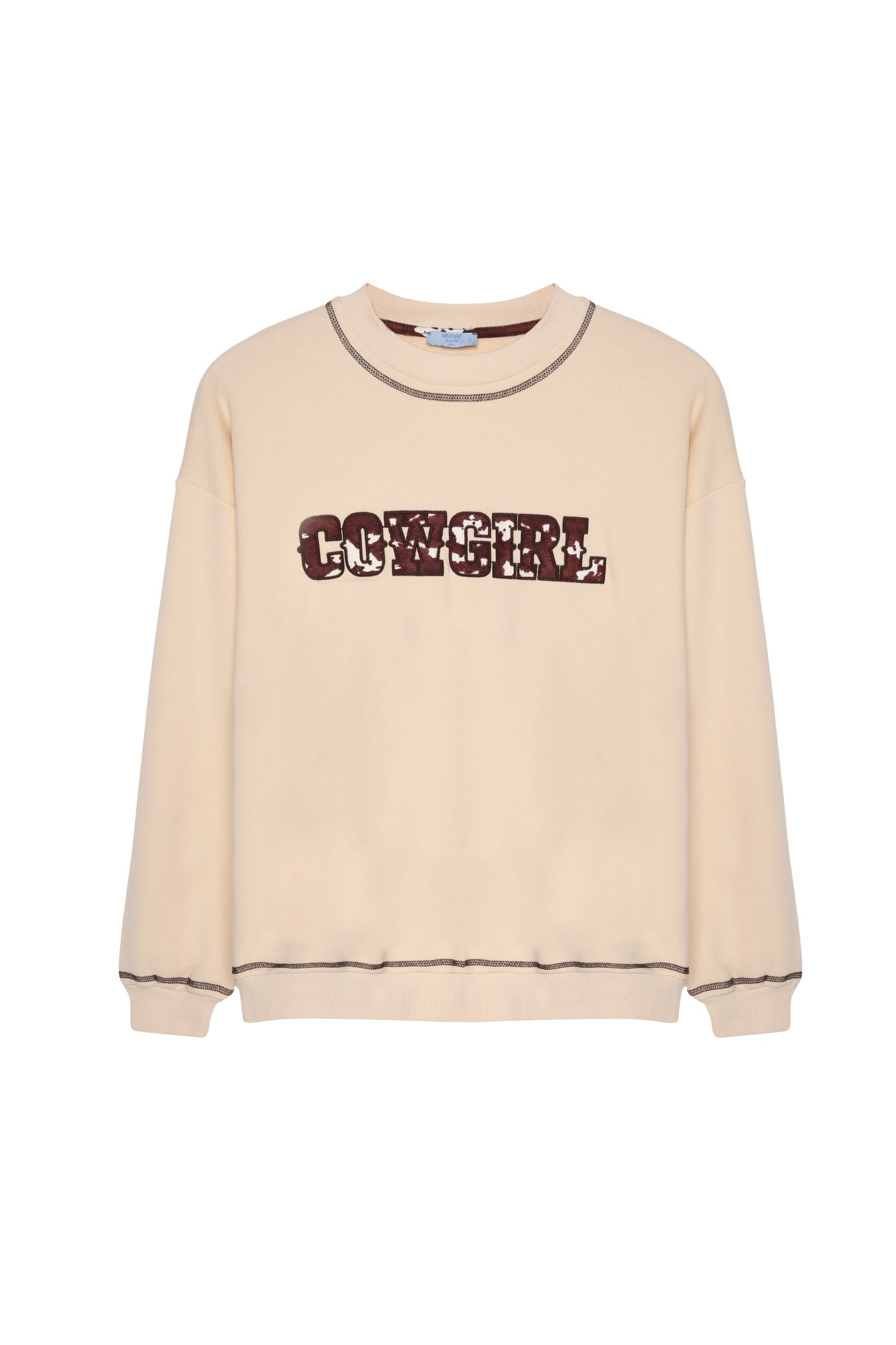 Kovboy Desenli Sweatshirt Bej