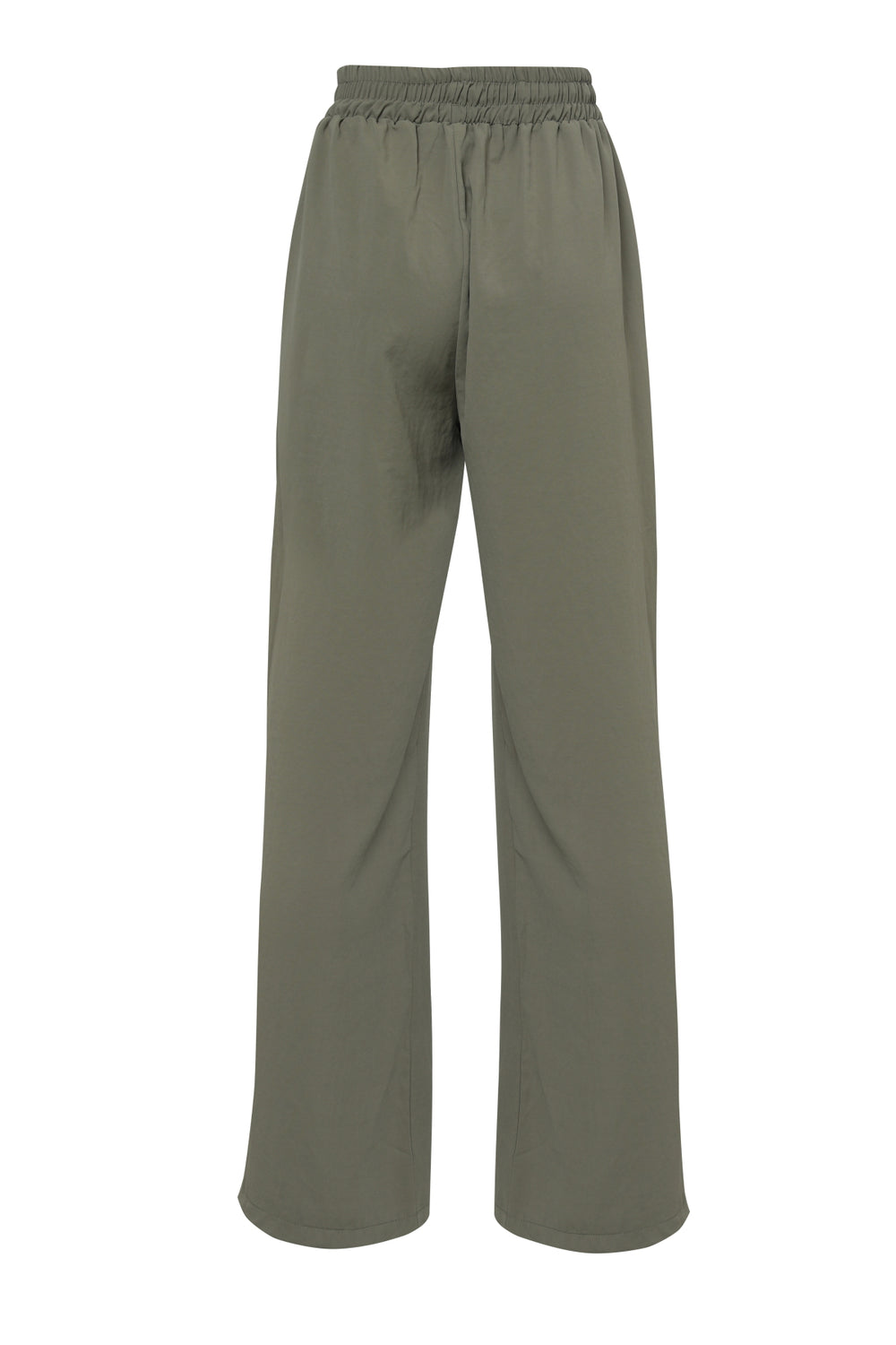 Elastic Waist Wide Leg Trousers Khaki