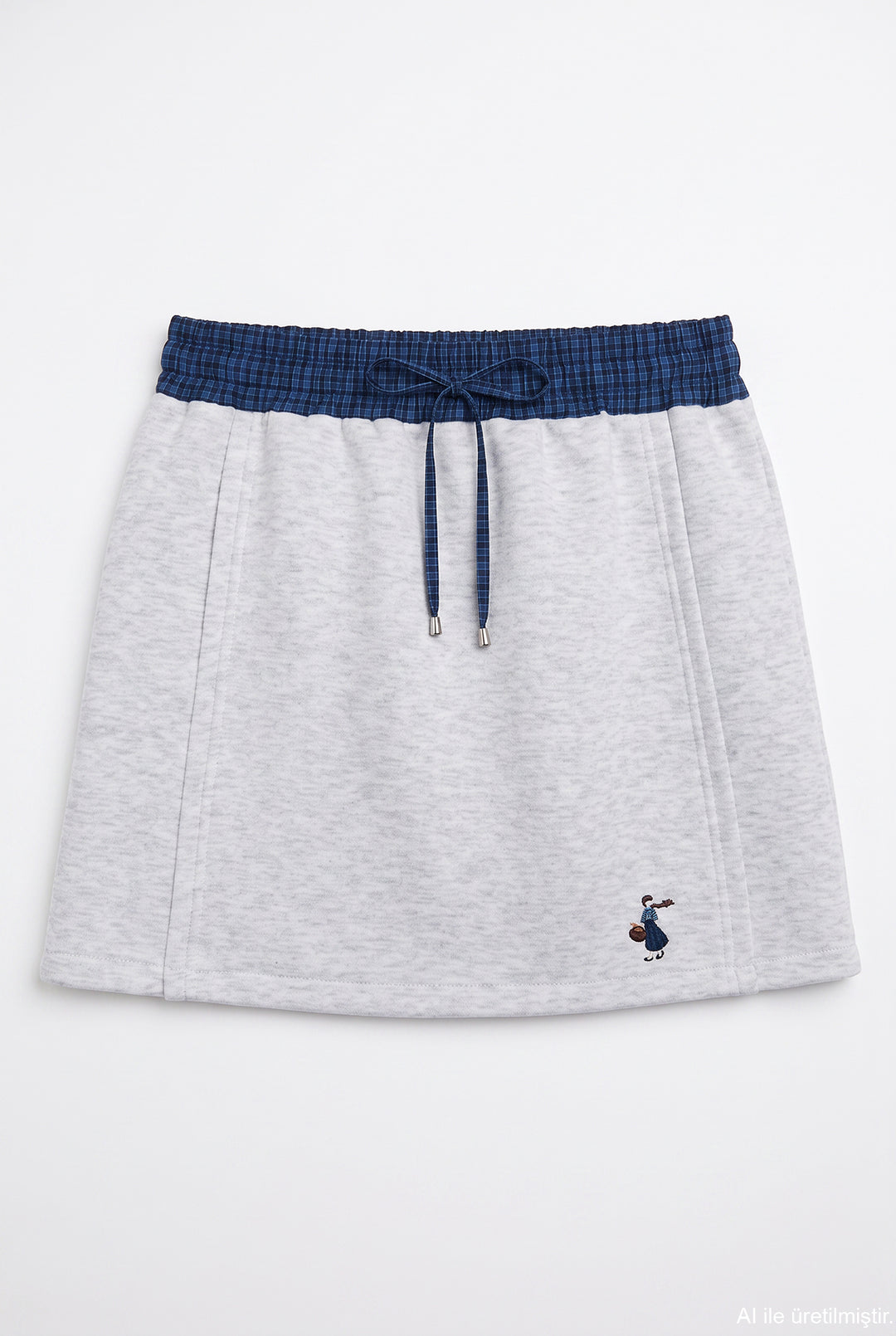 Ekose Bel Bantlı Sweat Mini Etek Karmelanj