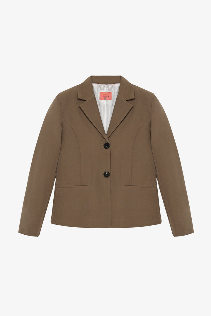 Çift Düğmeli Dikiş Detaylı Blazer Ceket Haki