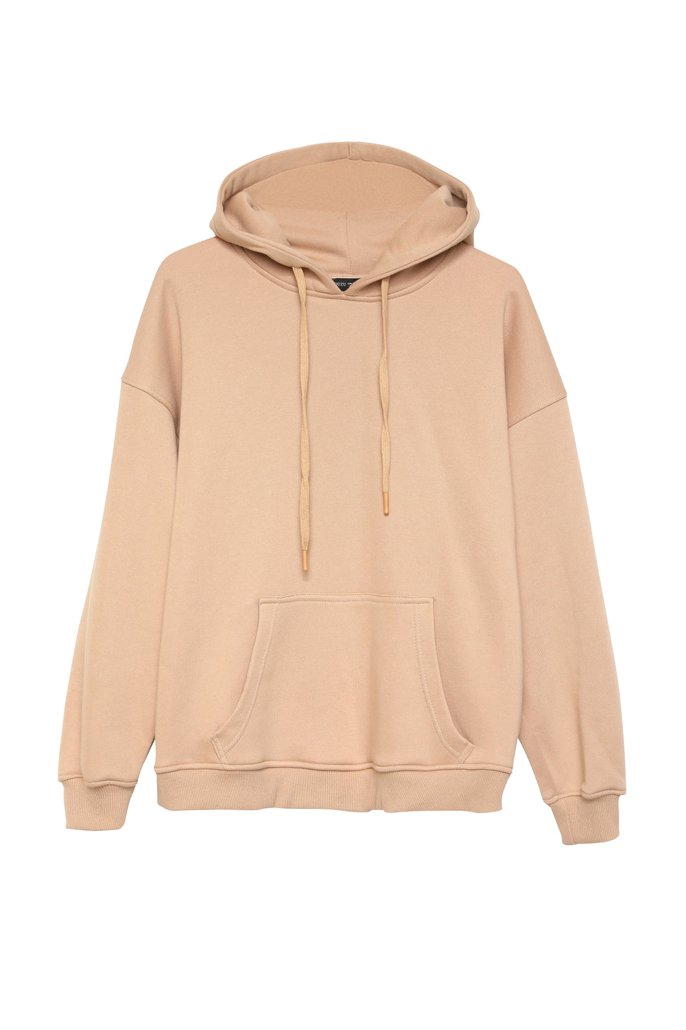 Hooded Kangaroo Pocket Sweatshirt Beige