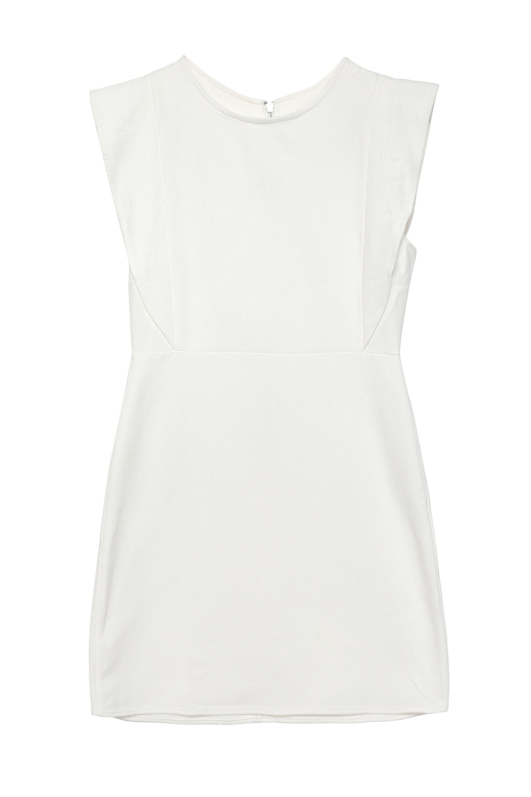 Volanlı Gabardin Elbise Beyaz