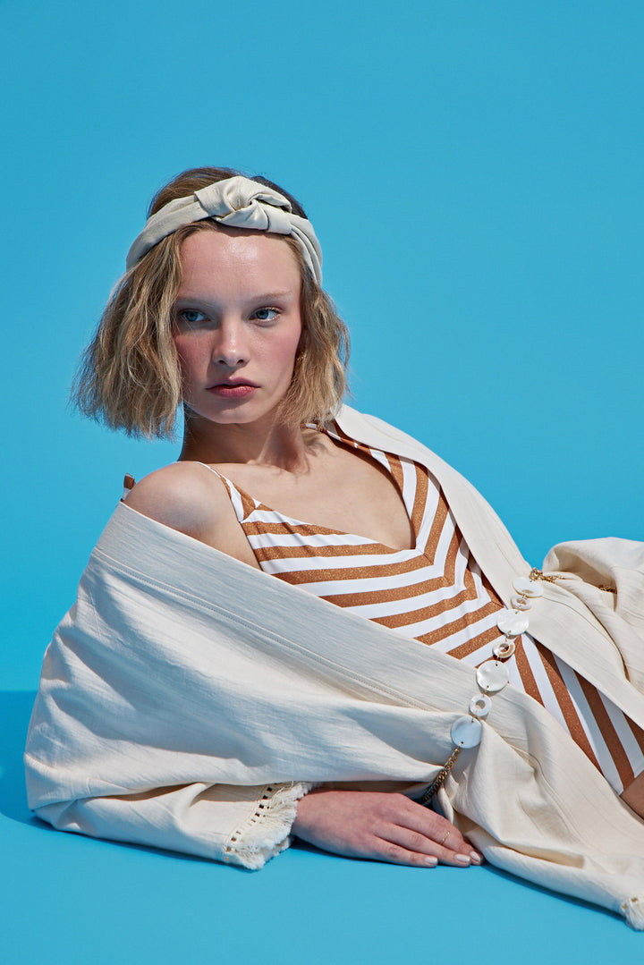 Chain Accessory Tasseled Kimono Natural