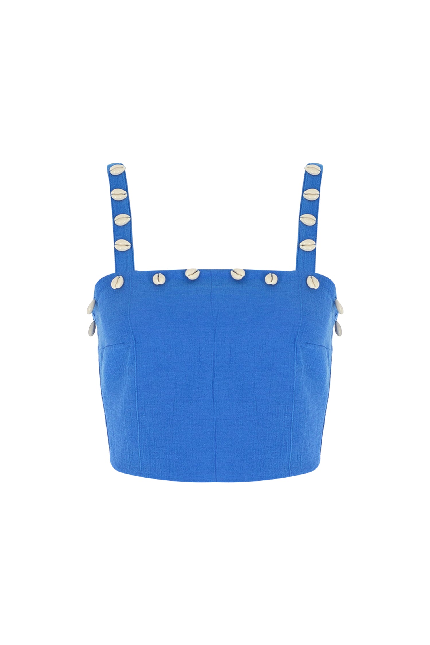 Accessory Detailed Tie Back Crop Blouse Blue