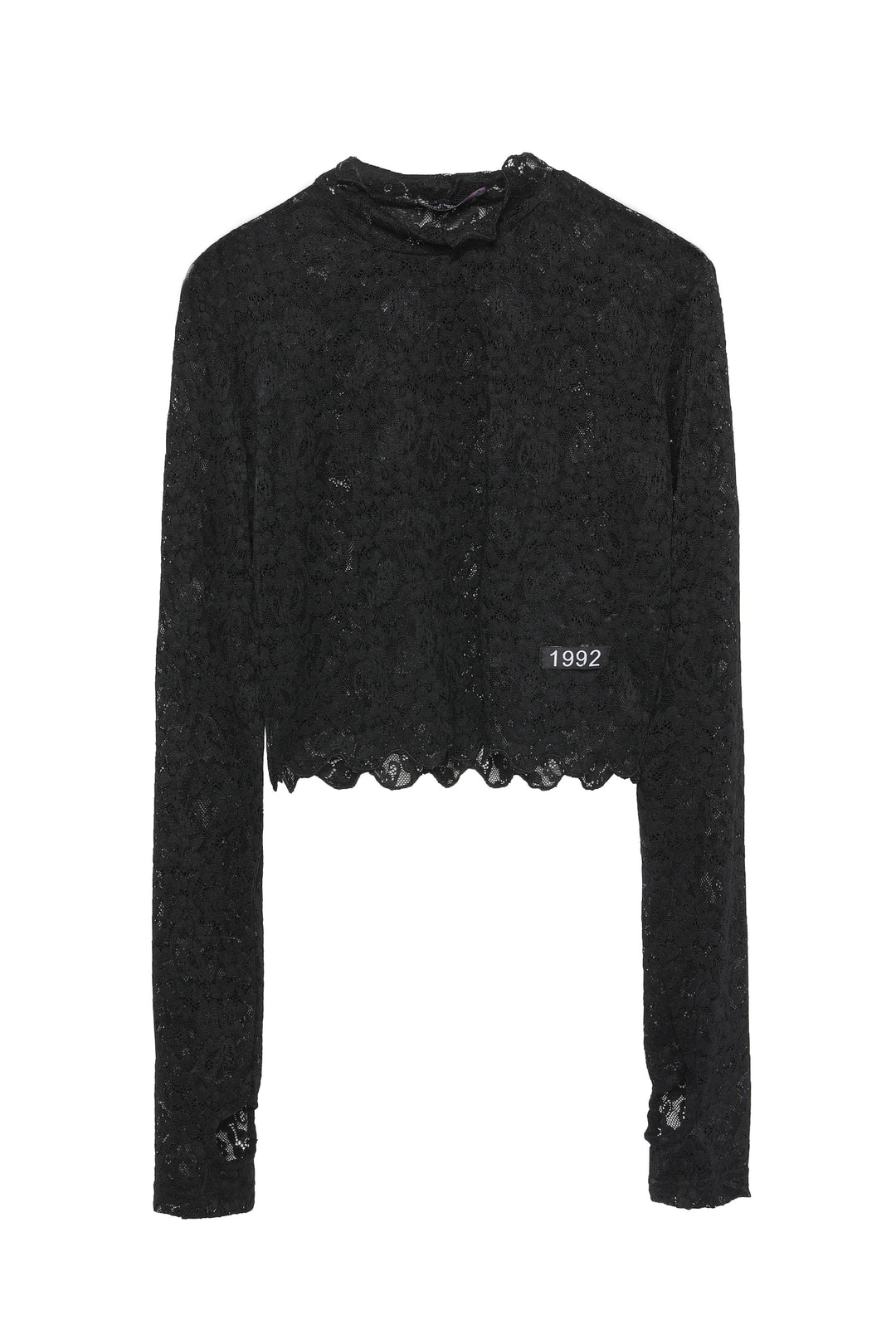 Dantel Detaylı Crop Bluz Siyah