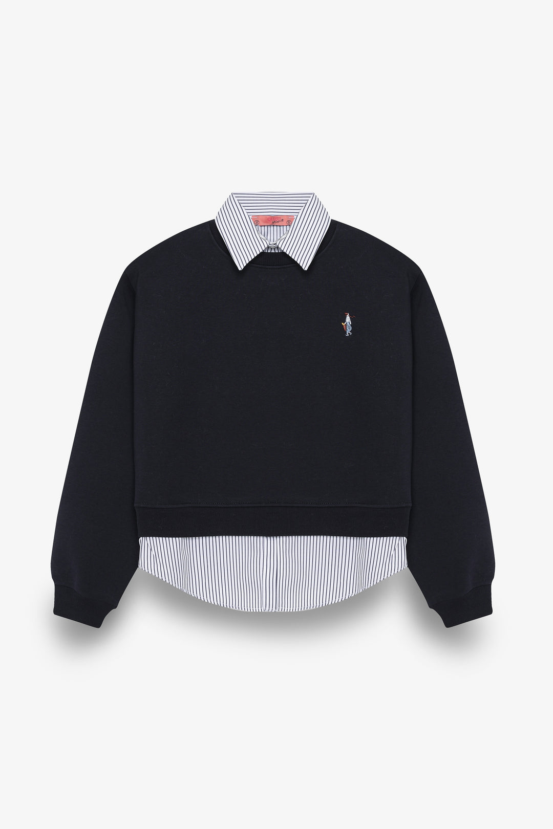 Gömlek Garnili Nakışlı Sweatshirt Lacivert