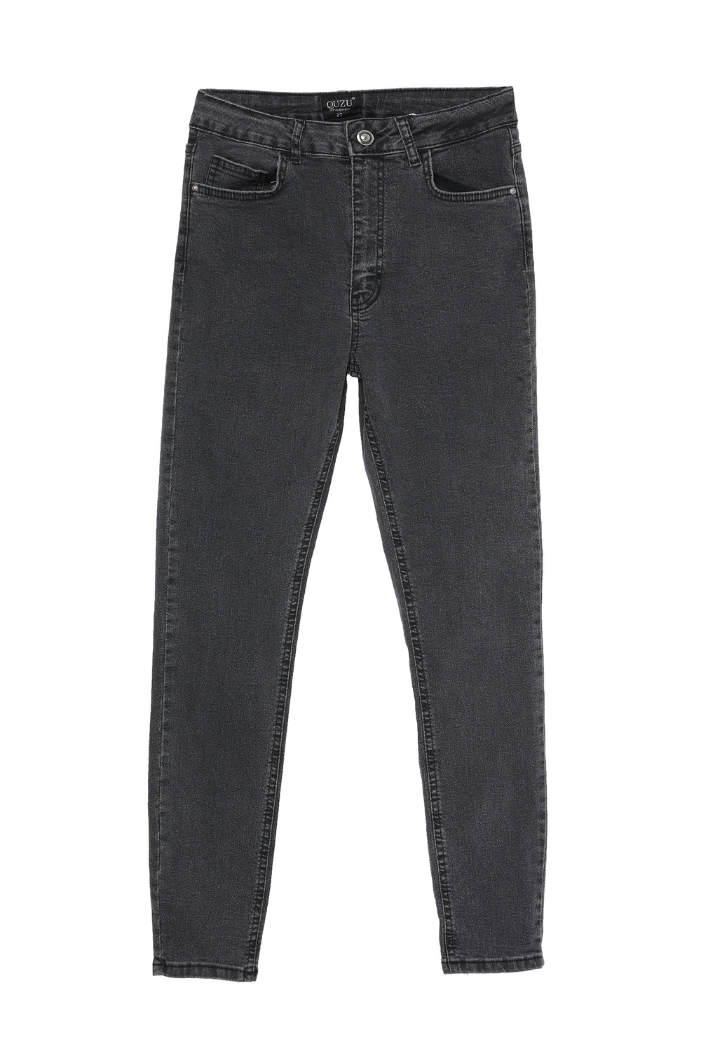 High Waist Slim Leg Jeans Trousers Gray