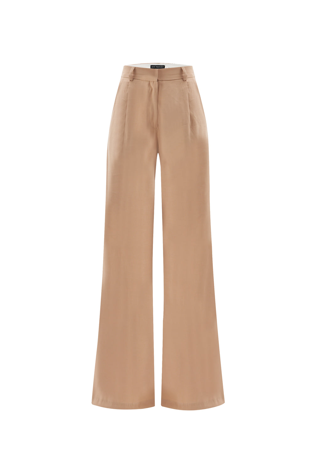 Wide Leg Fabric Trousers Beige