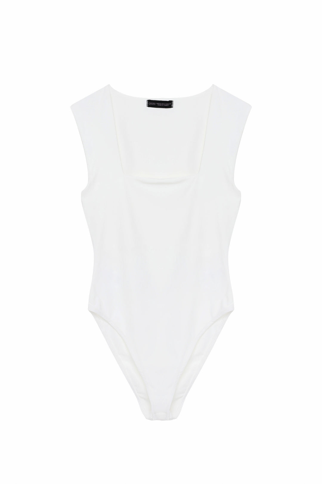 Square Neck Thick Straps Bodysuit Ecru