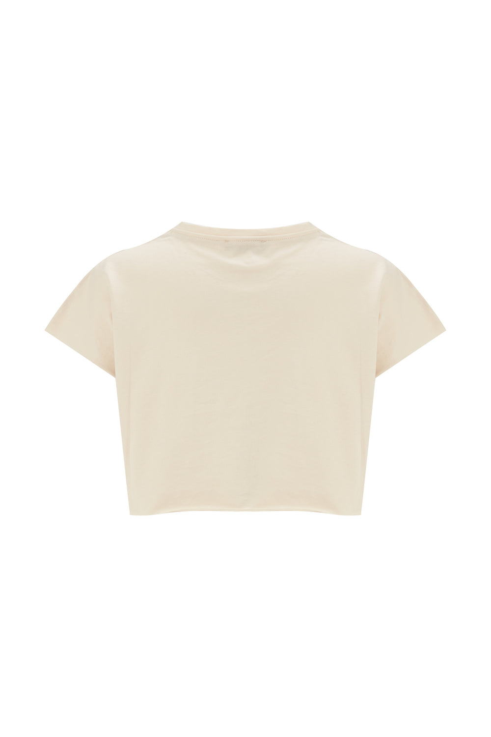 Patterned Crop T-Shirt Light Beige