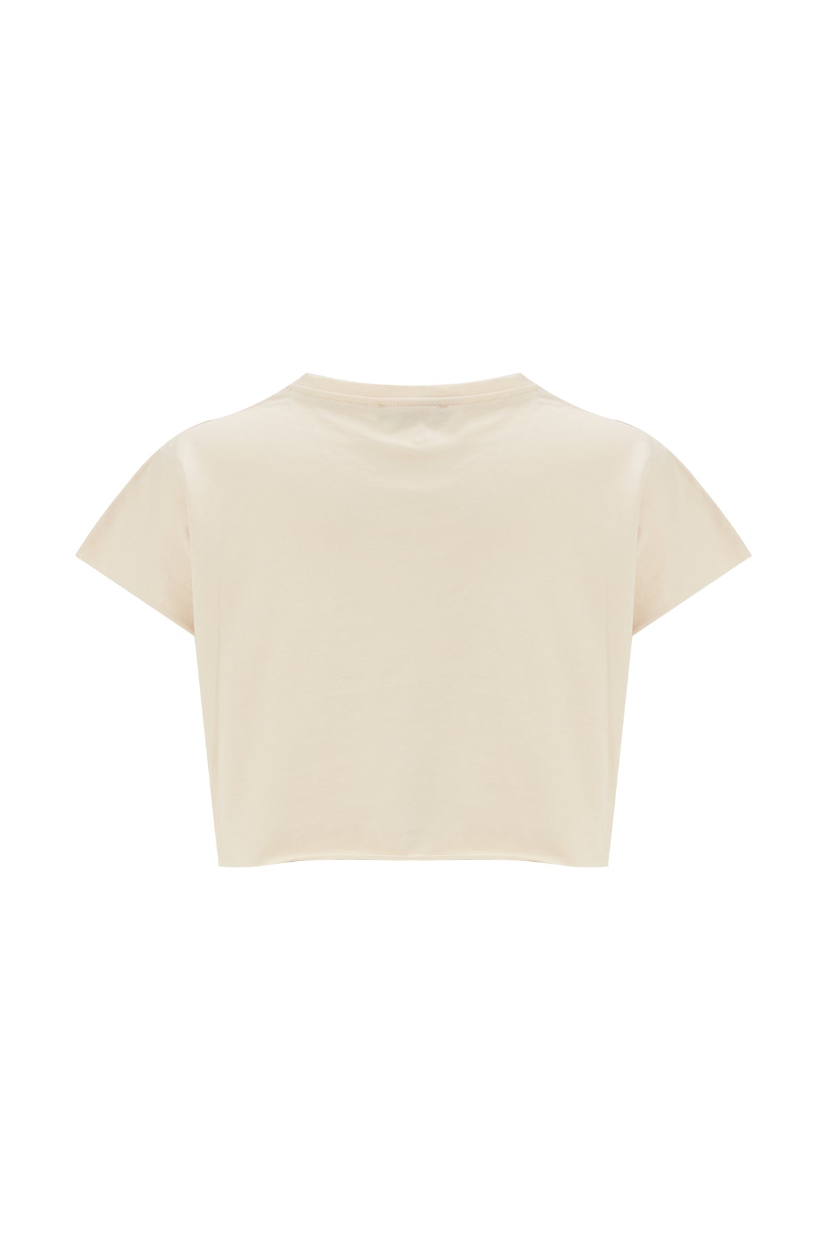 Patterned Crop T-Shirt Light Beige