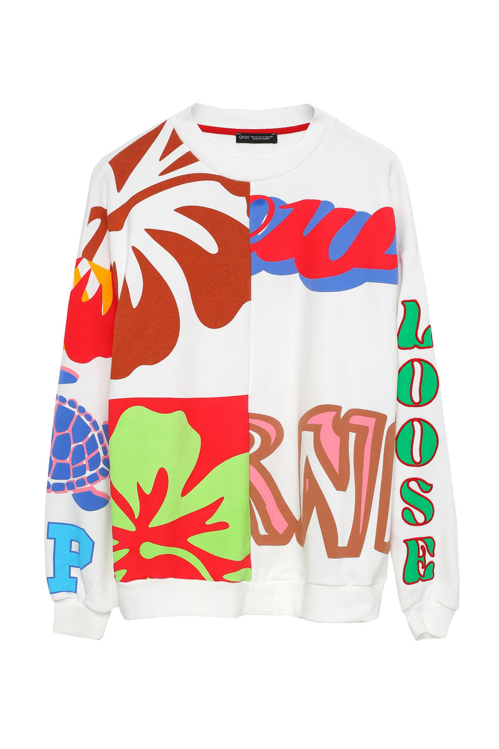Color Printed Sweatshirt Ecru