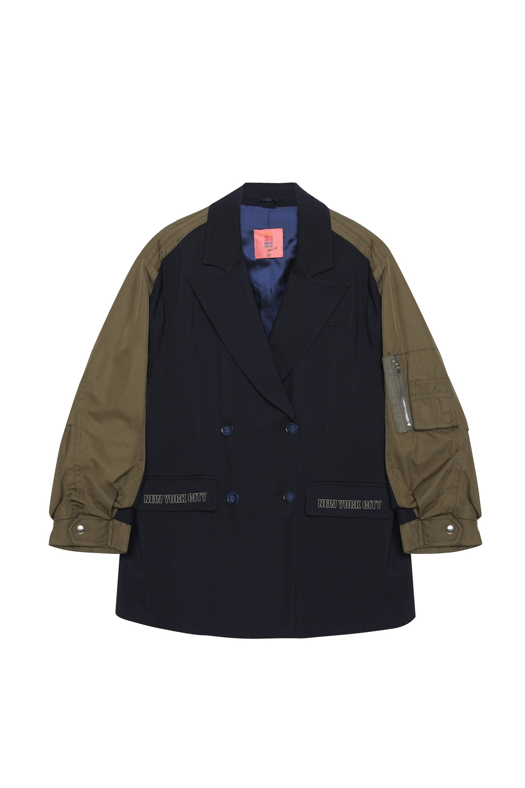 Match Detaylı Kol Cepli Blazer Ceket Lacivert