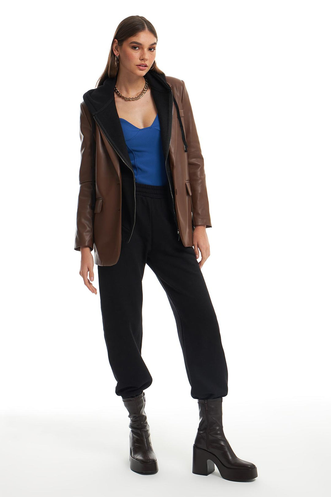 Blazer Deri Ceket Kahverengi