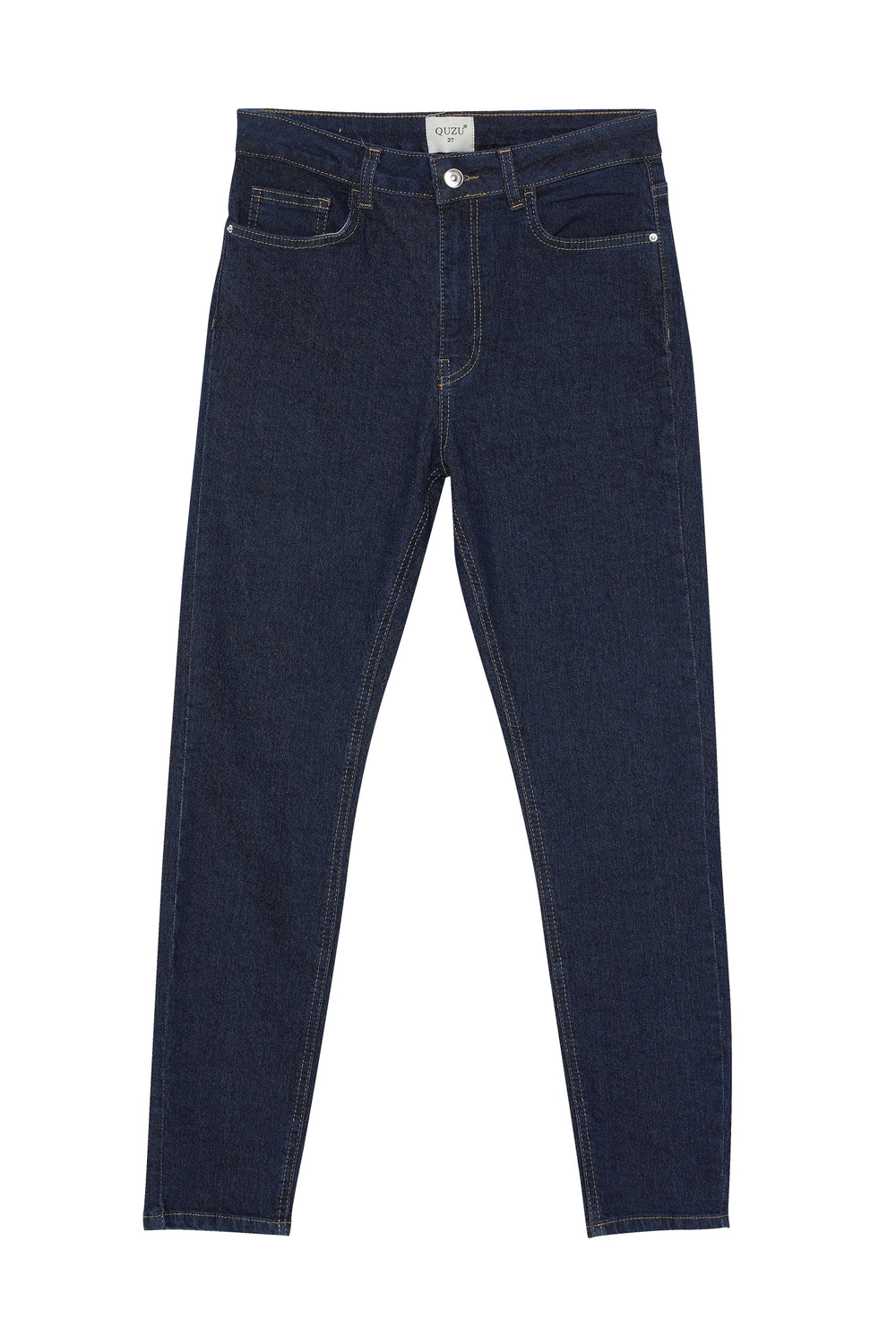 High Waist Slim Leg Jeans Trousers Navy Blue