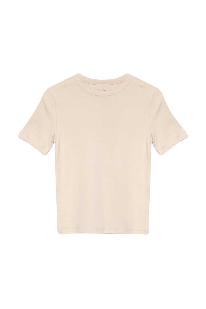 Fitilli Basic Tişört Bej