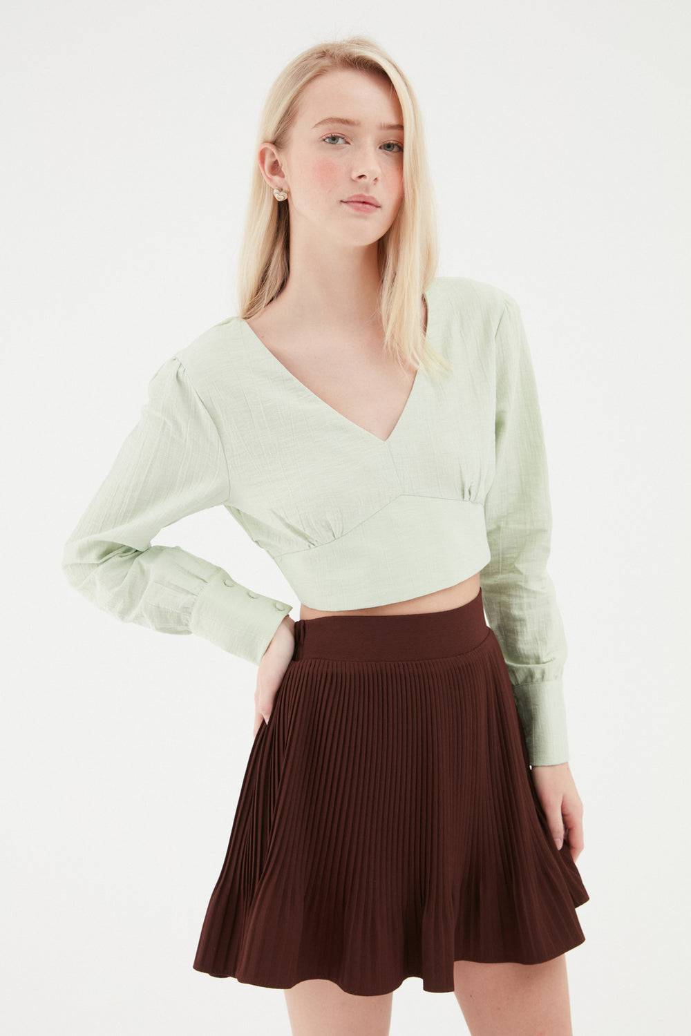 Low Back Crop Blouse Mint