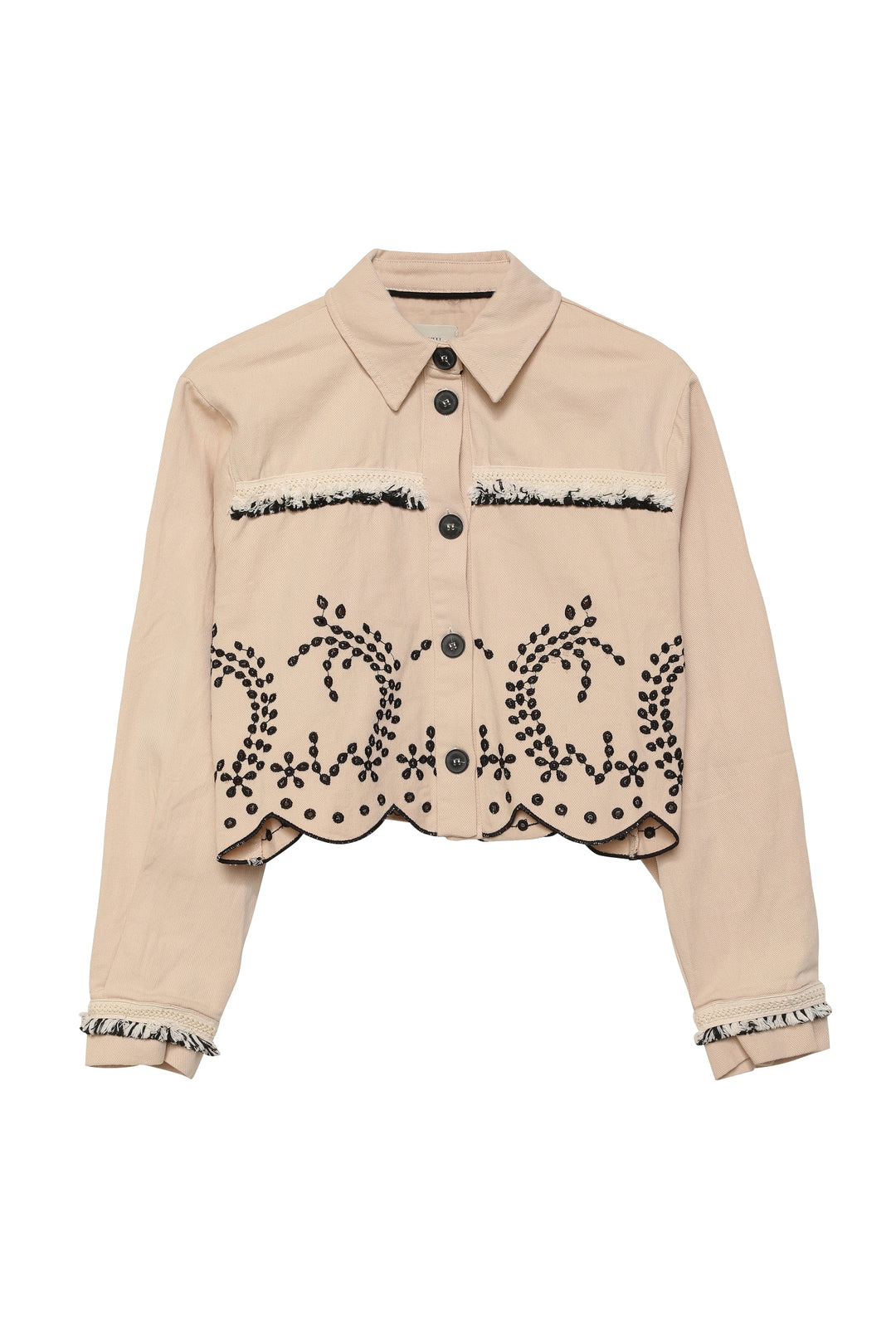 Püskül Detaylı Crop Ceket Taş