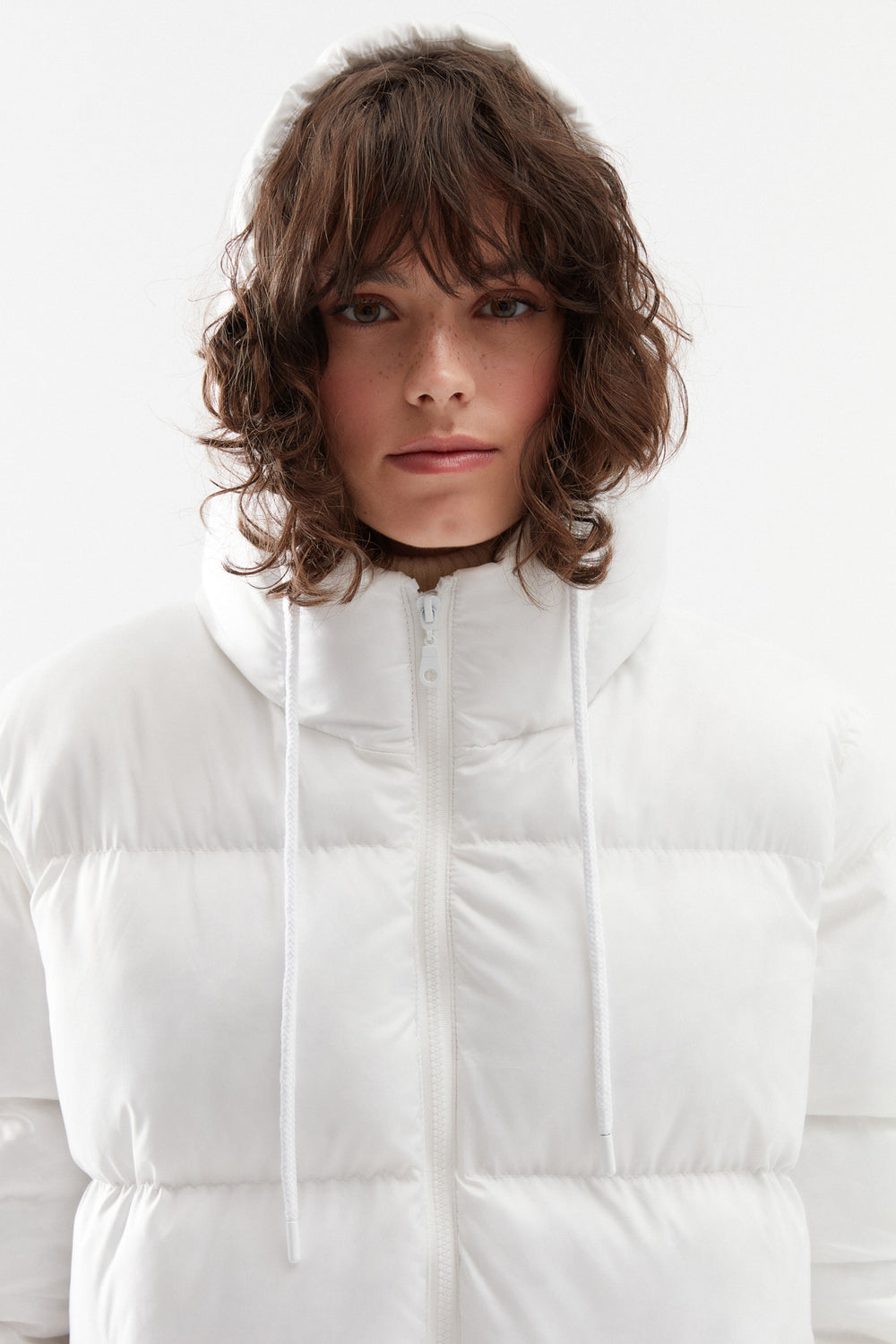 Hooded Long Inflatable Coat White