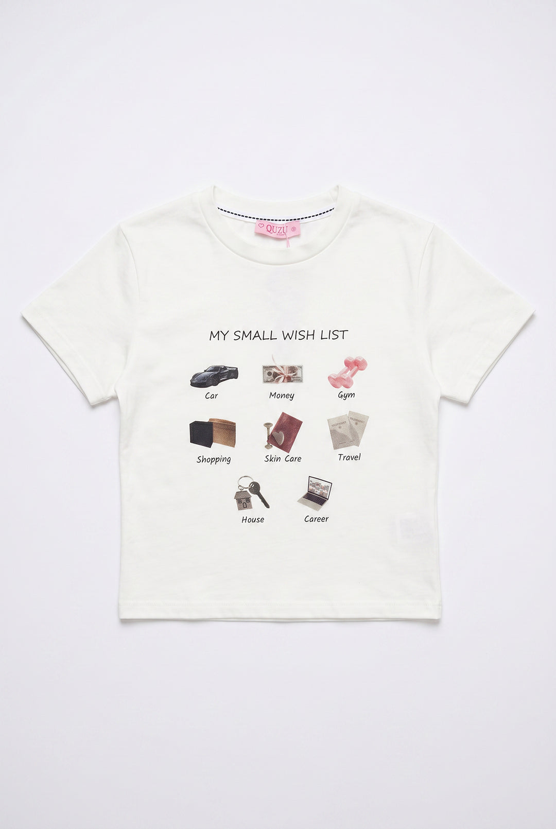 Wish List İkon Baskılı Tişört Ekru
