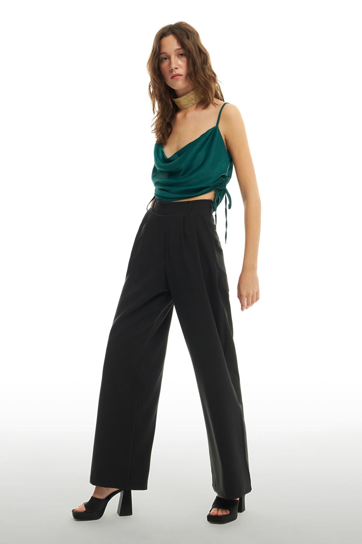 High Waist Wide Leg Trousers Black