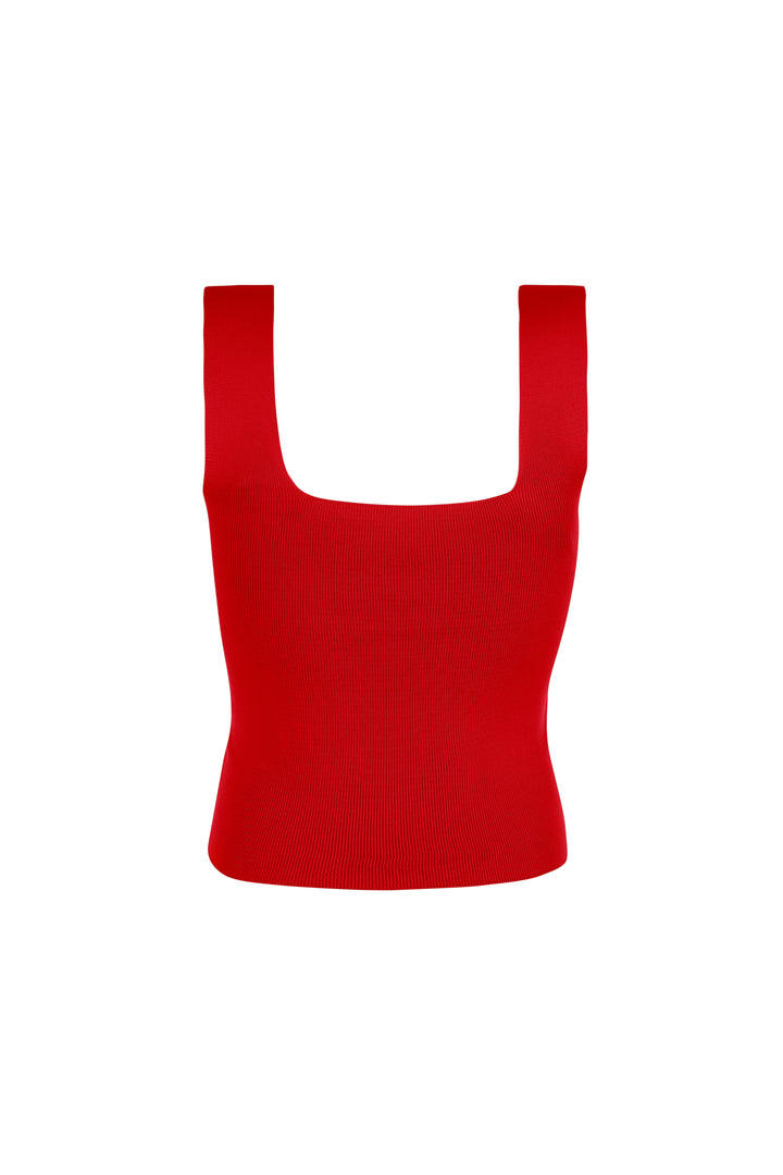 Thick Strap V Neck Knitwear Red