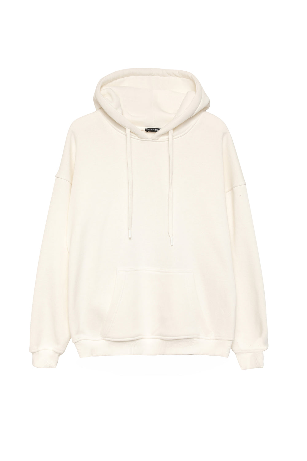 Hooded Kangaroo Pocket Sweatshirt Ecru