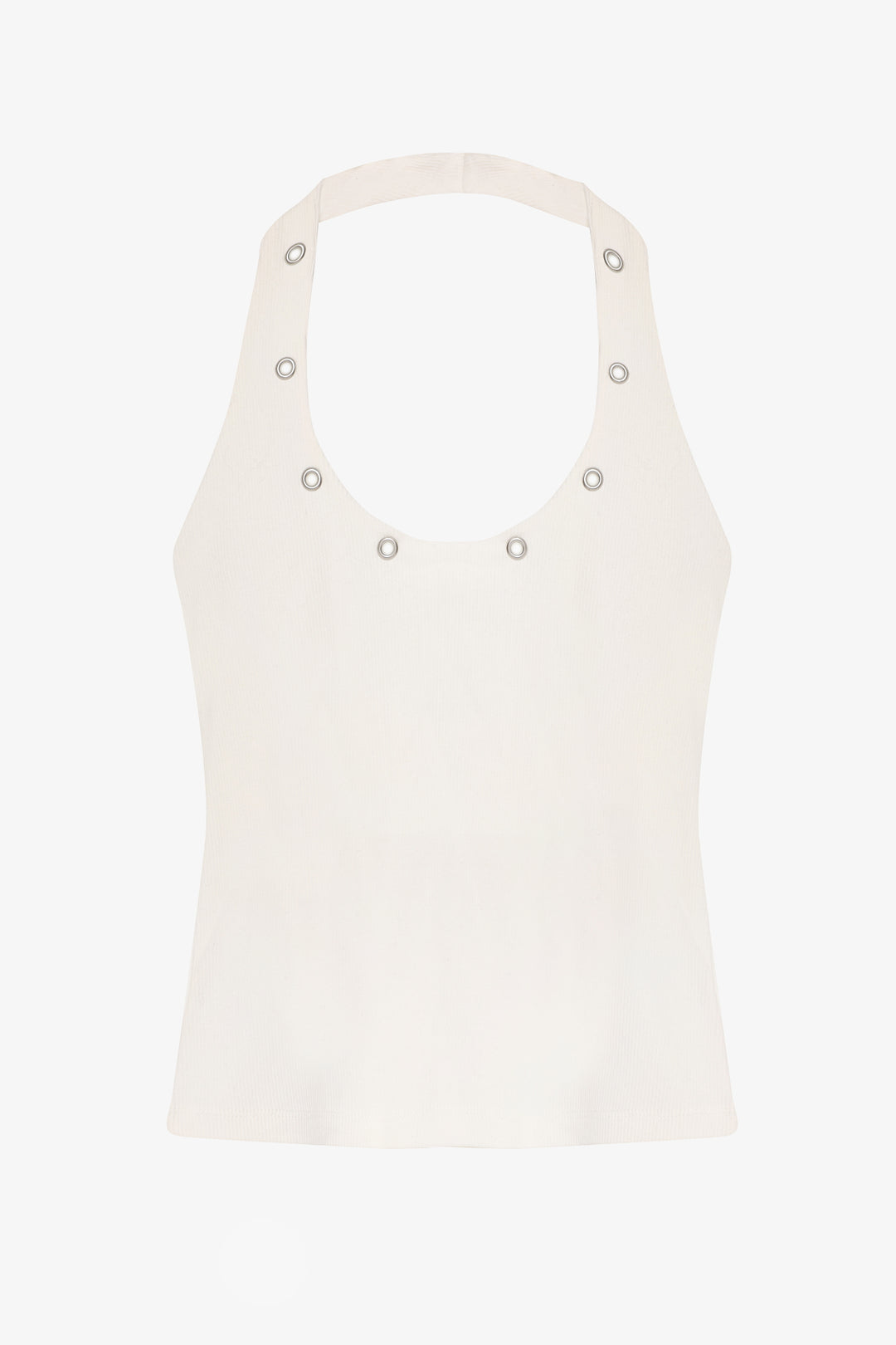 Kuş Gözü Detaylı Halter Yaka Atlet Ekru