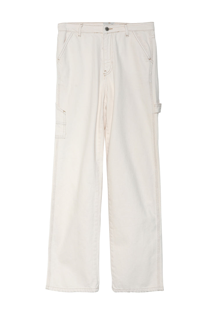 Wide Leg Cargo Jeans Stone