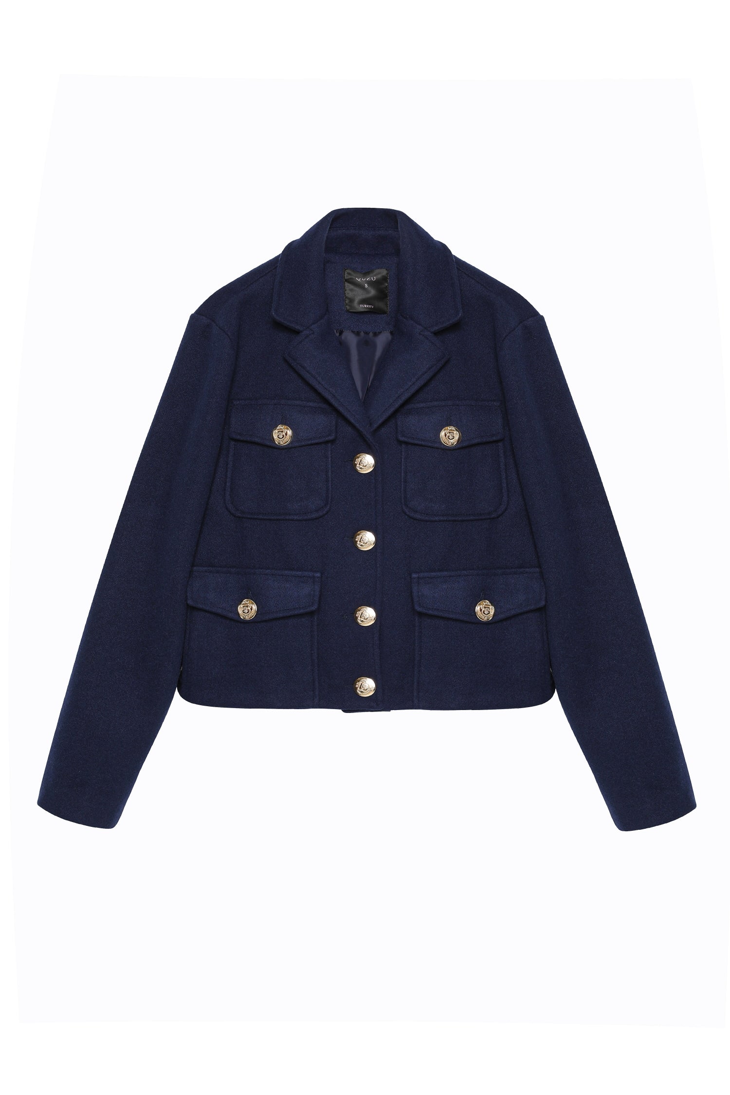 Button Detailed Stitch Jacket Navy Blue