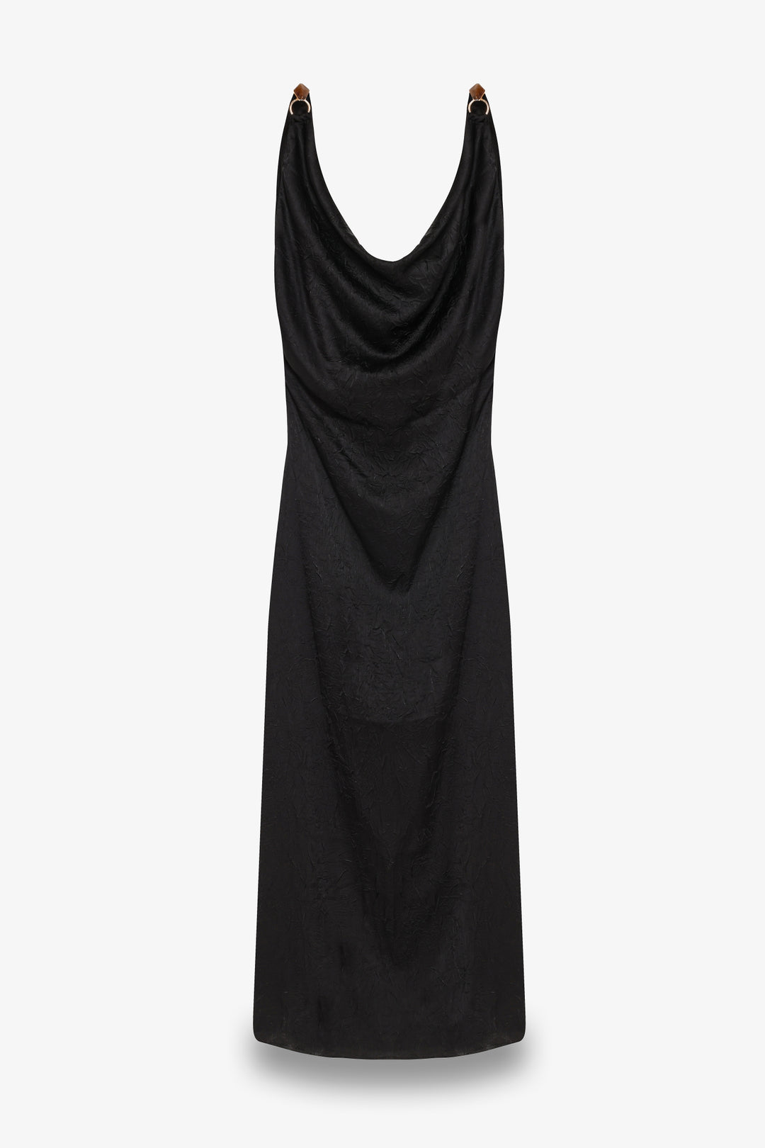 Sırt Bağlamalı Degaje Yaka Midi Elbise Siyah