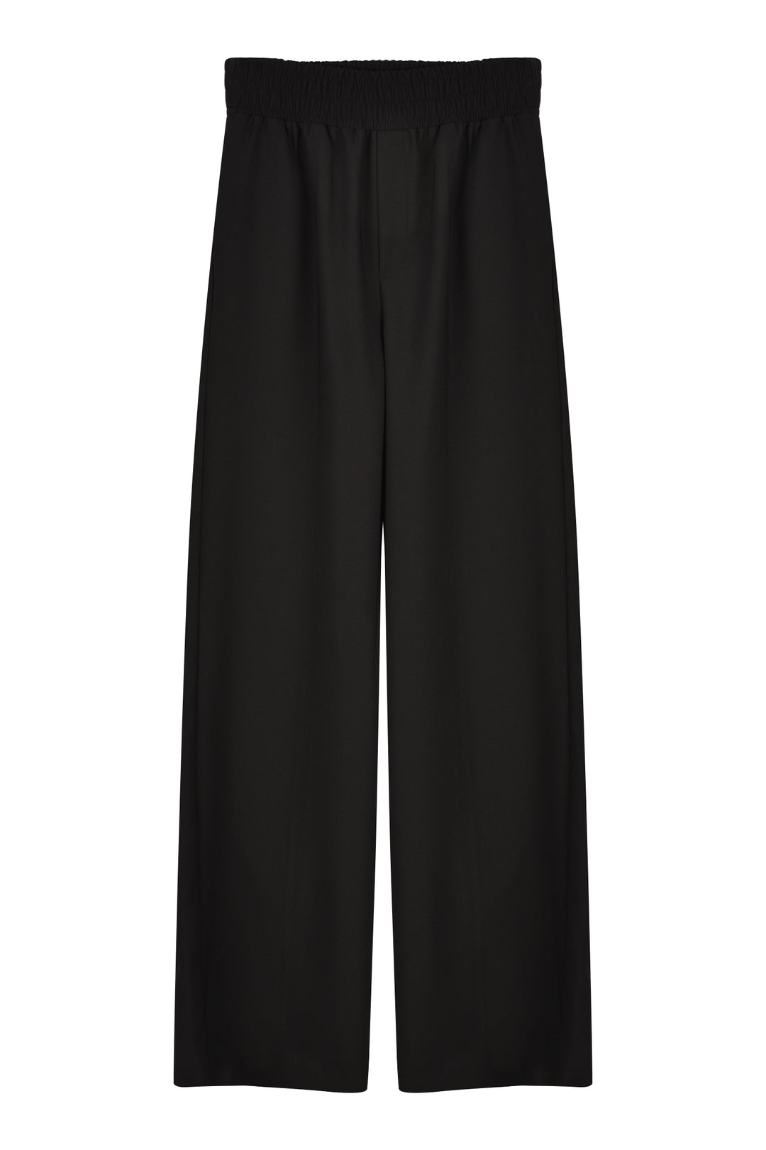 Elastic Waist Wide Leg Trousers Black