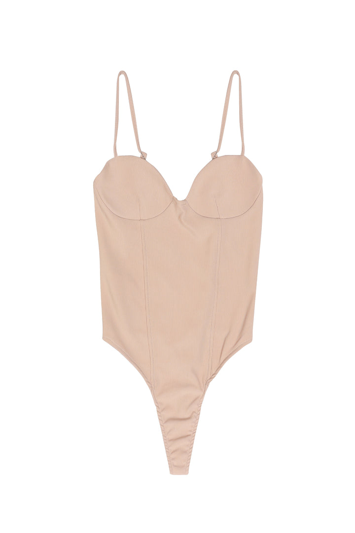 Göğüs Detaylı Bodysuit Bej