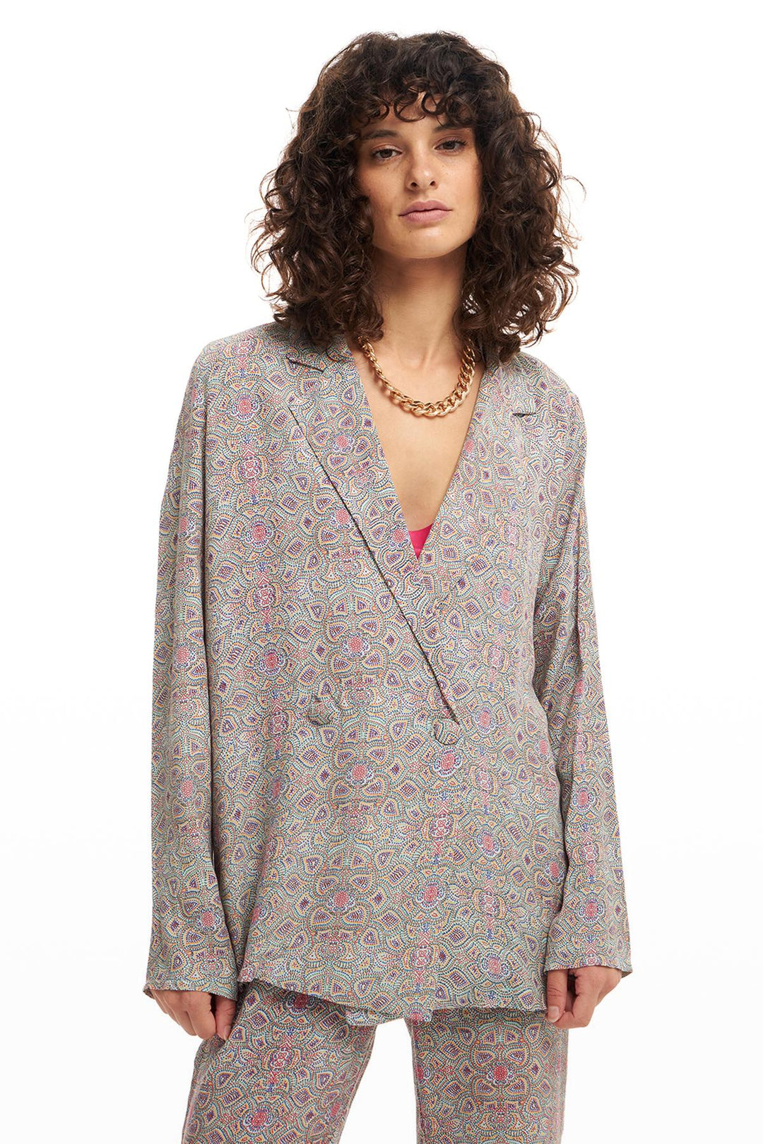 Desenli Oversize Gömlek Mint