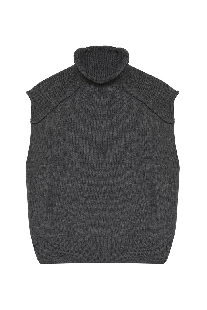 Ters Dikim Detaylı Triko Süveter Füme