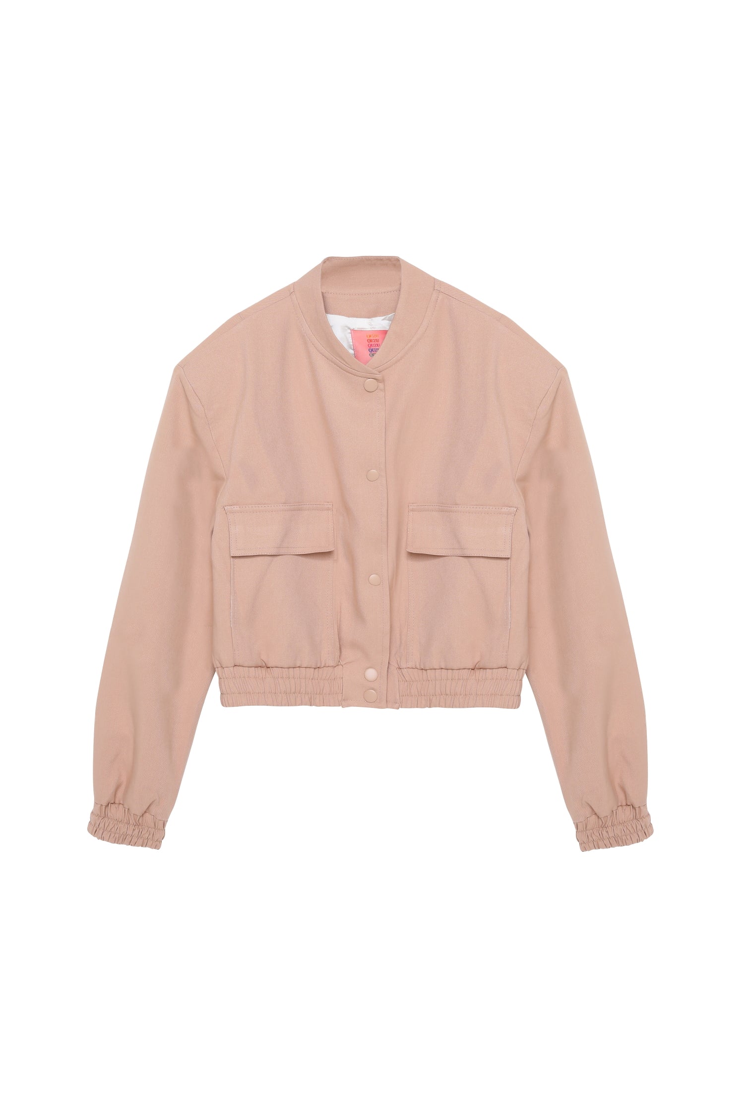 Big Pocket Detailed Bomber Jacket Beige