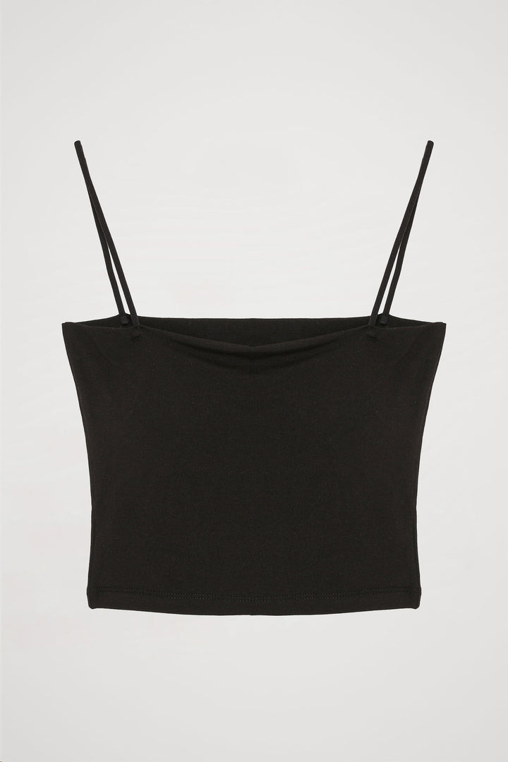 Askılı Crop Basic Atlet Siyah