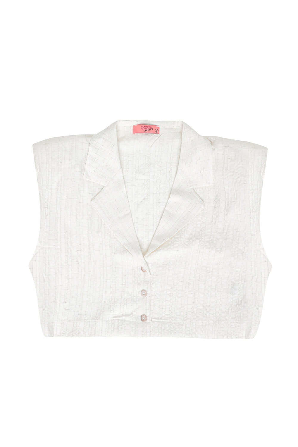 Wadding Detailed Buttoned Crop Shirt Natural