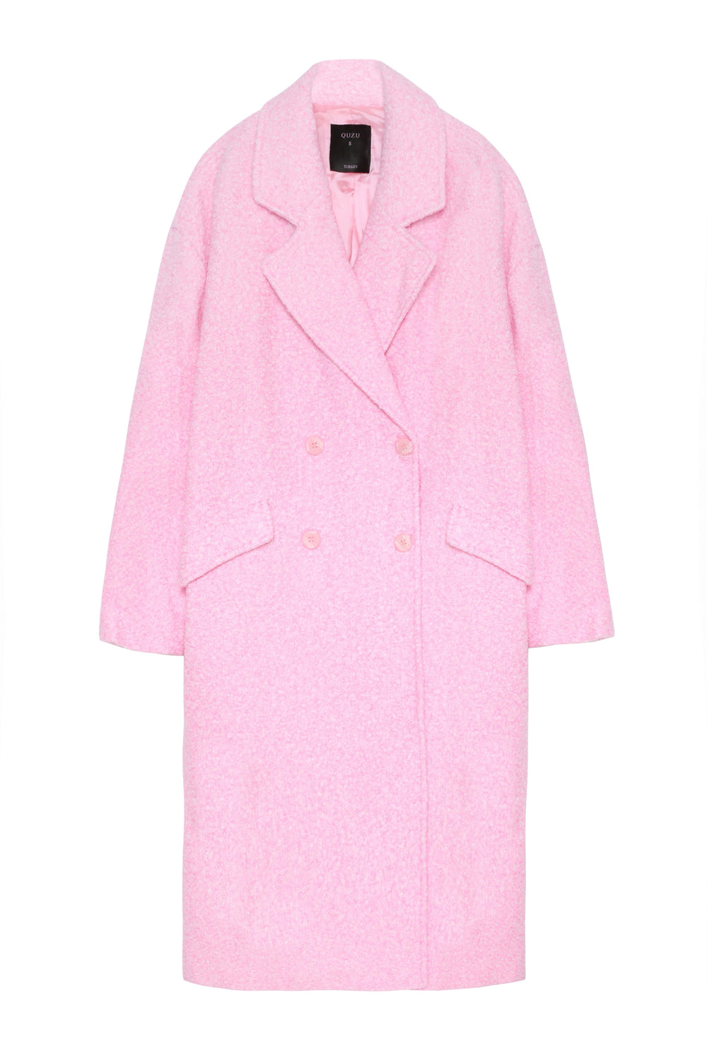 Kırçıllı Oversize Kaban Pembe