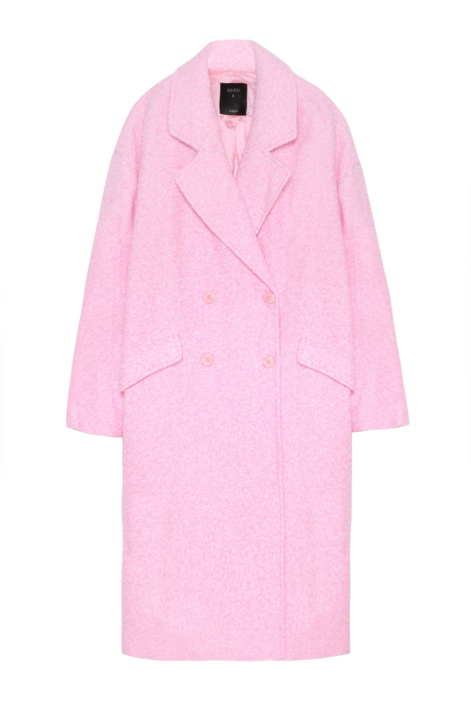 Kırçıllı Oversize Kaban Pembe