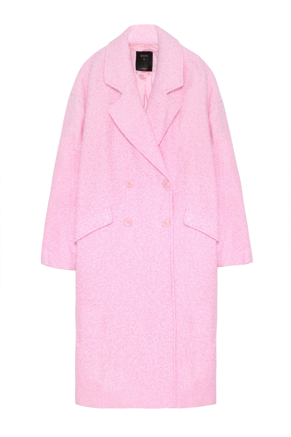 Kırçıllı Oversize Kaban Pembe