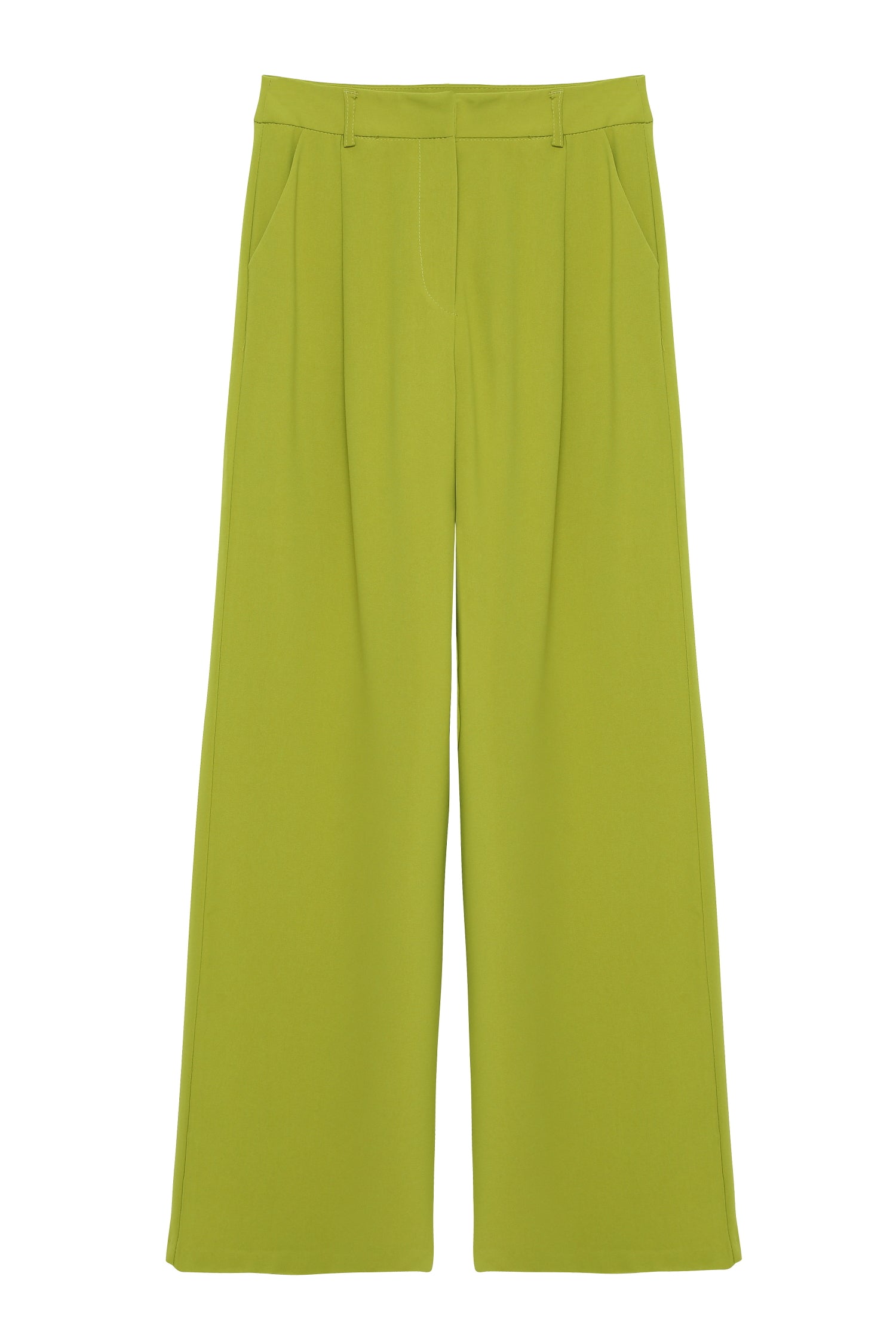 High Waist Wide Leg Fabric Trousers Olive