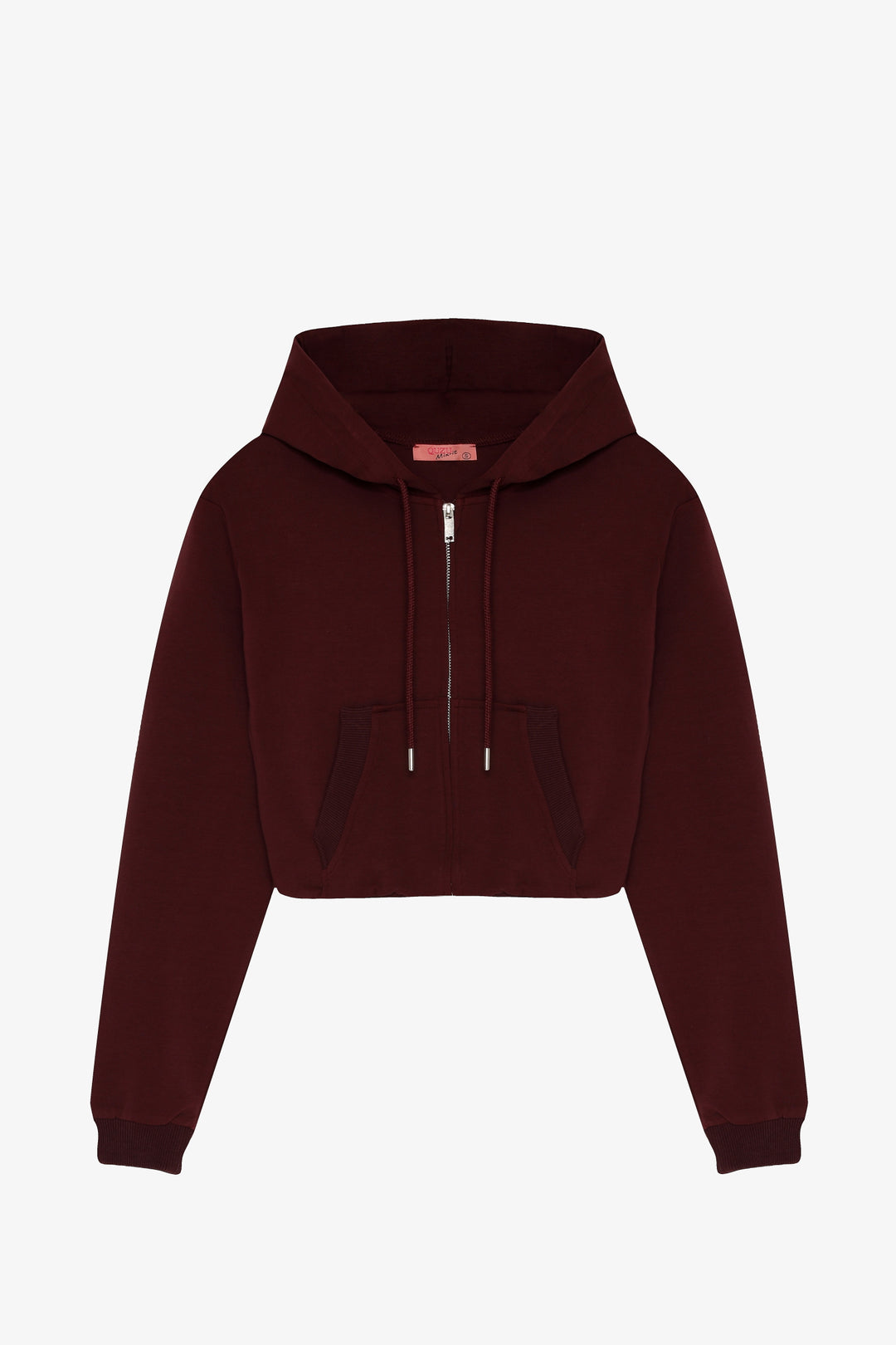 Kapüşonlu Fermuarlı Basic Sweatshirt Bordo